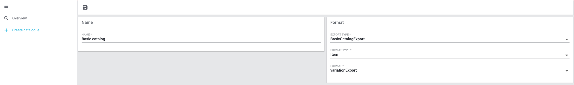 Create catalogue